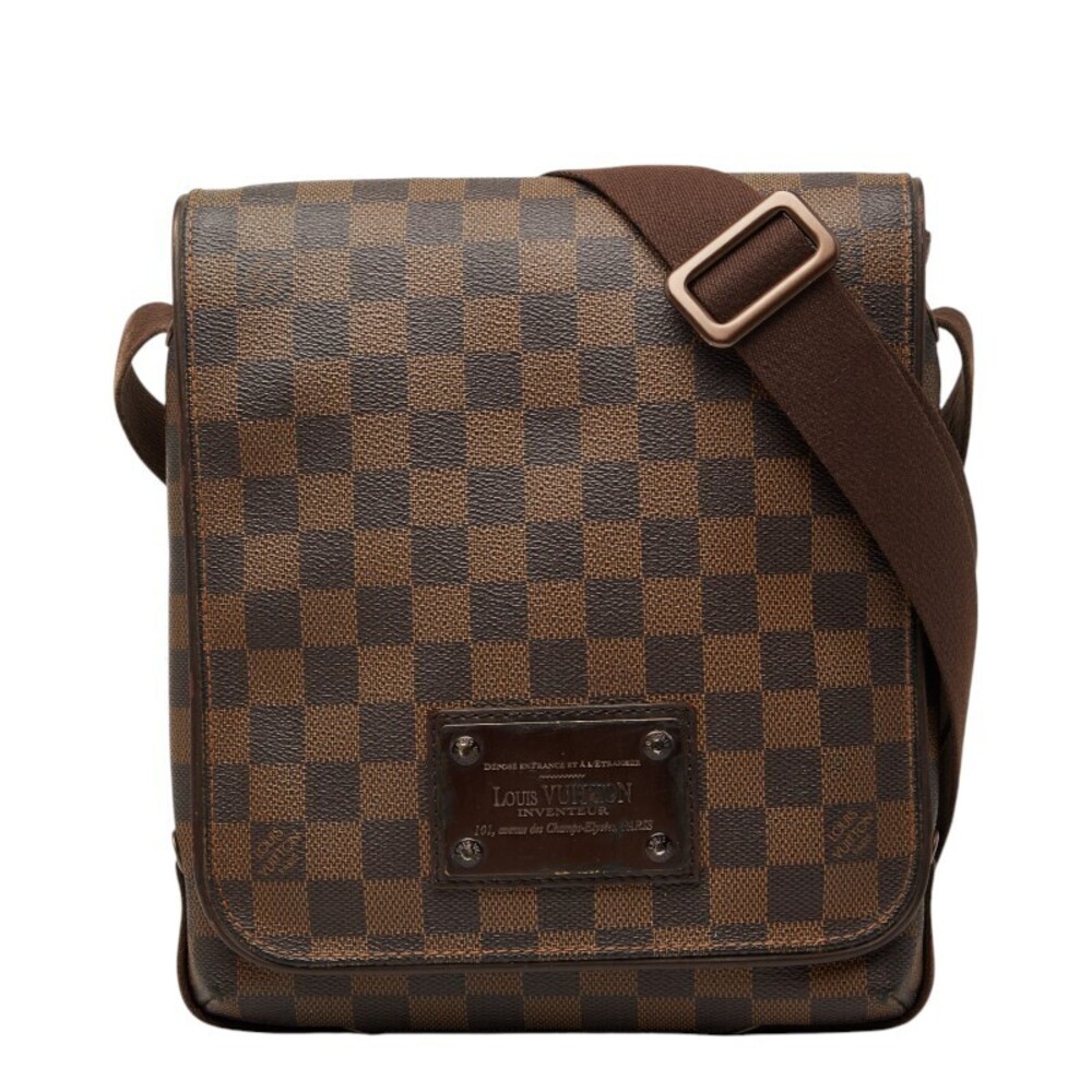 Louis Vuitton Damier Brooklyn Crossbody Bag Brown Leather